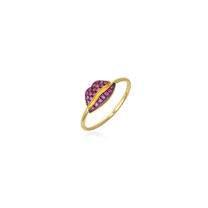 Lip Luxe - 18K Gold Ring with Rubies by Bed of Stones Jewelry
