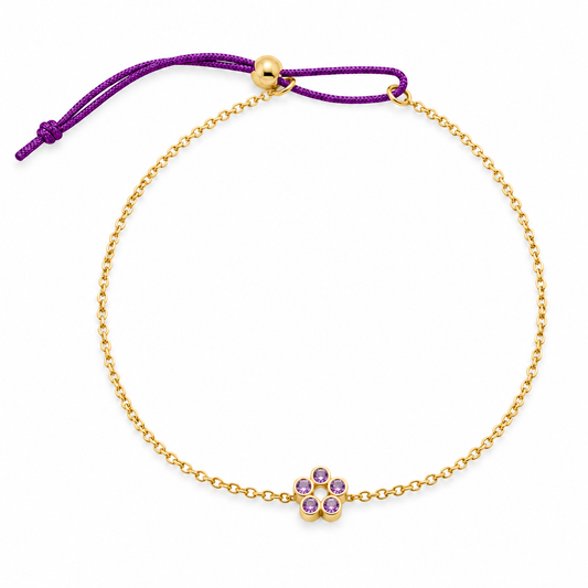 Rosette - 18K Gold Bracelet with Amethysts by Bed of Stones Jewelry