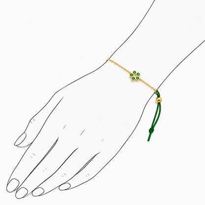 Rosette 18K Gold Bracelet by Bed of Stones Jewelry, illustration showing wrist placement