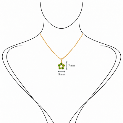 Rosette Charm - 18K Gold Pendant with Tsavorite by Bed of Stones Jewelry, illustration showing pendant placement