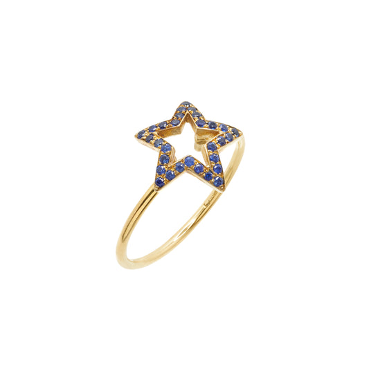 Ring in star shape,in 18k y.gold & 0.24k blue Sapphire