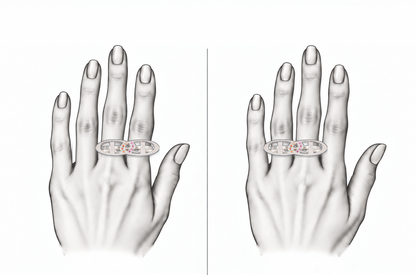 Sapphire Duo - Sterling Silver Ring with Orange & Pink Sapphire by Bed of Stones Jewelry, illustration showing ring placement