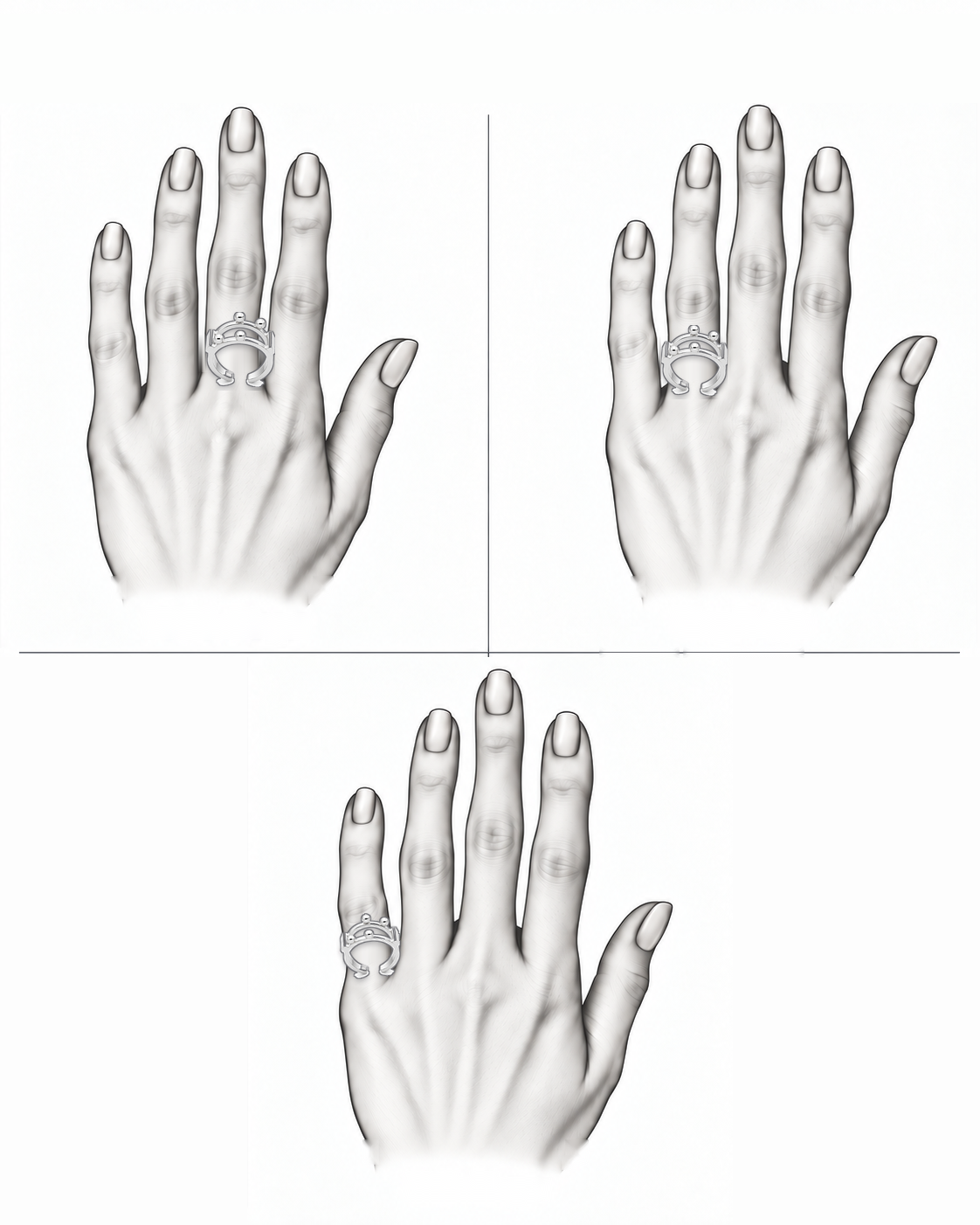 Silver Apex Ring - Sterling Silver by Bed of Stones Jewelry, illustration showing ring placement