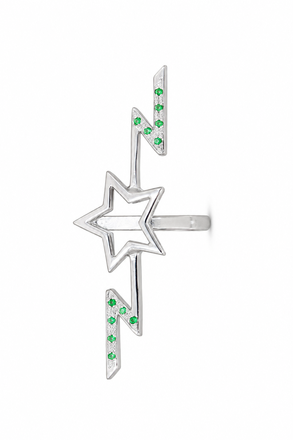 Starvolt - Sterling Silver (925) Ring with Tsavorite (Platinum Plated) by Bed of Stones Jewelry