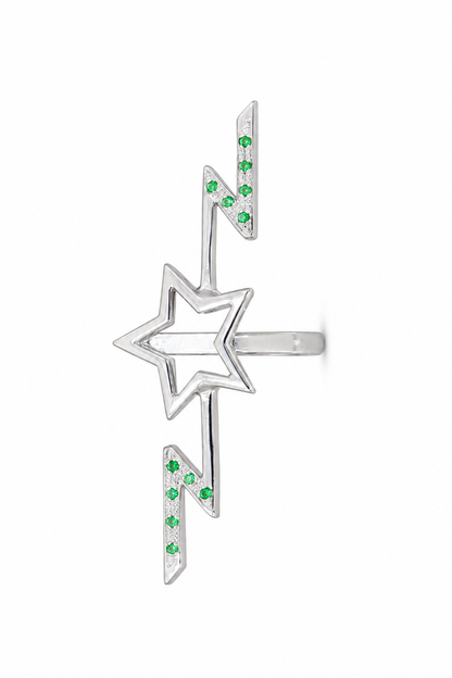 Starvolt - Sterling Silver (925) Ring with Tsavorite (Platinum Plated) by Bed of Stones Jewelry