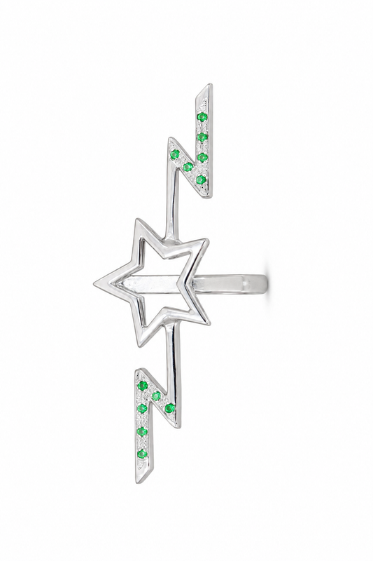 Starvolt - Sterling Silver (925) Ring with Tsavorite (Platinum Plated) by Bed of Stones Jewelry