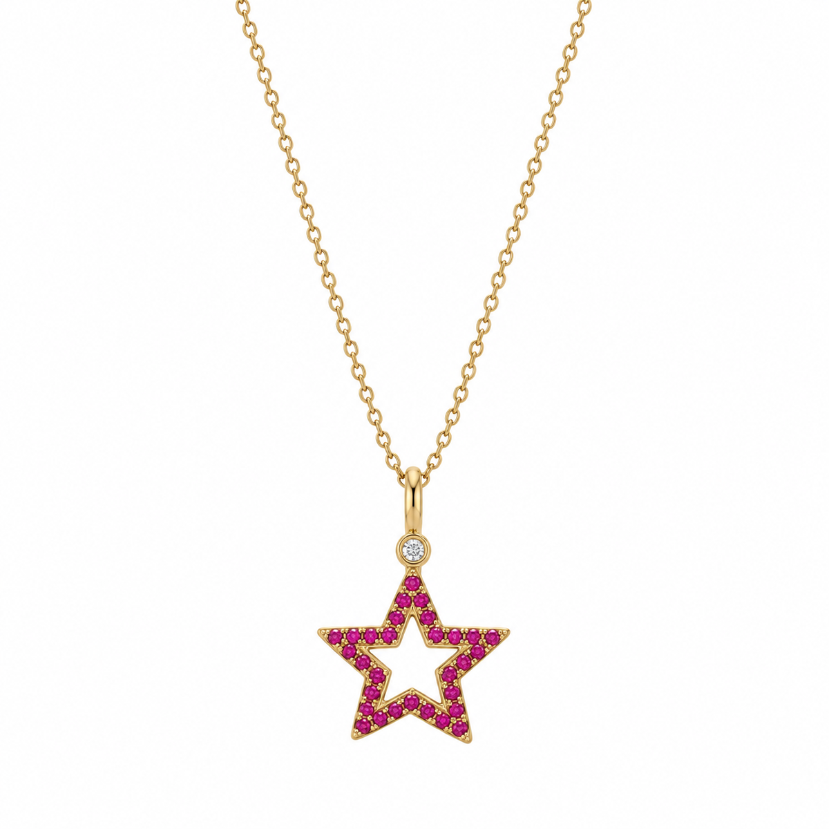 Stellar Bloom - 18K Gold Pendant with Ruby & Diamonds by Bed of Stones Jewelry