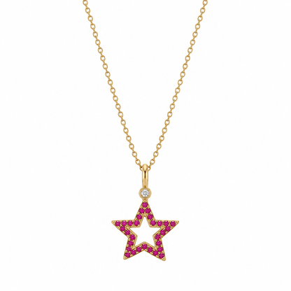Stellar Bloom - 18K Gold Pendant with Ruby & Diamonds by Bed of Stones Jewelry