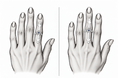 Stellar Audience Ring - Sterling Silver with Blue Sapphire by Bed of Stones Jewelry, illustration showing ring placement