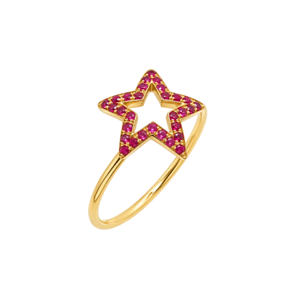 Stellar Bloom - 18K Gold Ring with Rubies by Bed of Stones Jewelry