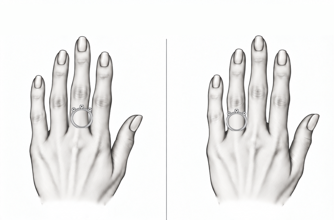 Trinity Beat Ring - Sterling Silver by Bed of Stones Jewelry, illustration showing ring placement