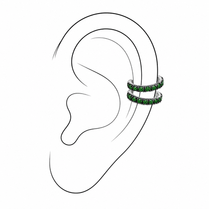 Tsavorite Whisper Sterling Silver Ear Cuff by Bed of Stones Jewelry, illustration showing ear placement