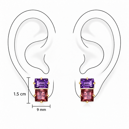 Twilight Duet Earrings by Bed of Stones Jewelry, illustration showing ear placement