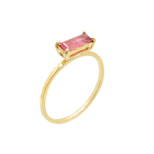 Ring in 18k Yellow Gold & pink tourmaline