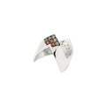 Harvest Edge - Sterling Silver (925) Ring with Green & Orange Sapphires