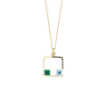 Square Spectrum - 18K Gold Pendant with Black Diamonds & Enamel