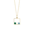Square Spectrum - 18K Gold Pendant with Diamond & Enamel