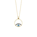 Eclipsed Gaze - 18K Gold Pendant with Enamel Evil Eye & Black Diamonds