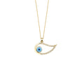 Winged Gaze - 18K Gold Pendant with White Diamonds & Enamel