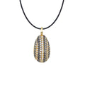 Striped Brilliance - 18K Gold Pendant with White, Black & Brown Diamonds