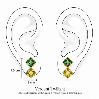 Verdant Twilight Earrings by Bed of Stones Jewelry, illustration showing ear placement