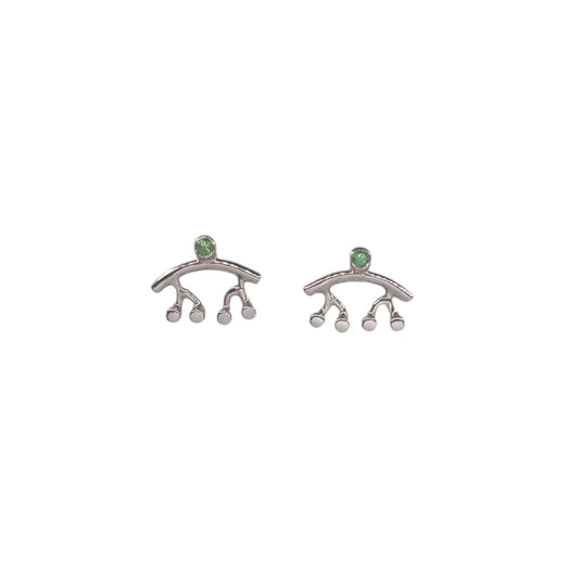 Earrings in Silver,925 Platinum Plated with 0.13ct Tsavorite Σκουλαρικια Ασημι,925 Επιπλατινωμενο με 0.13κ  Τσαβοριτ