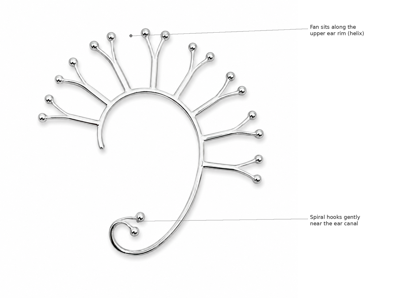 Celestial Crown - Sterling Silver (925) Ear Cuff by Bed of Stones Jewelry