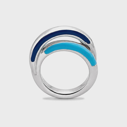 Duo Wave Band - Sterling Silver with Enamel