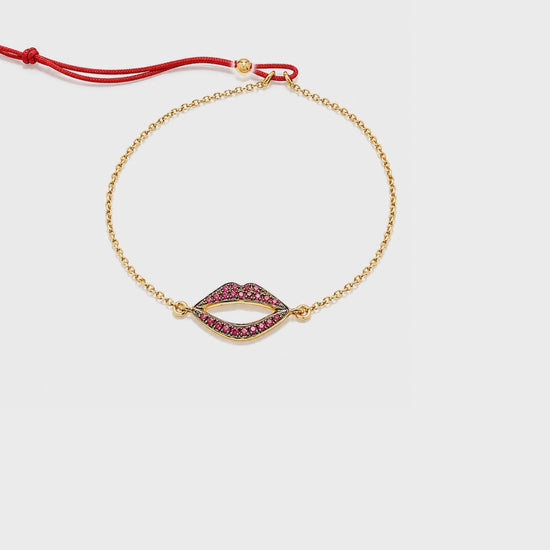Lip Luxe Open Allure - 18K Gold Bracelet with Rubies by Bed of Stones Jewelry