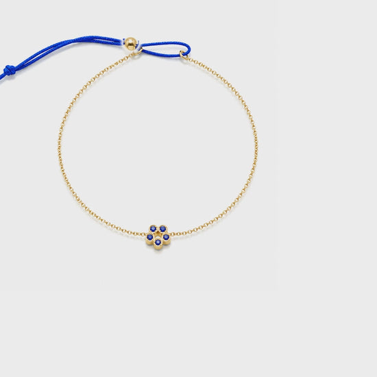 Rosette - 18K Gold Bracelet with Blue Sapphires by Bed of Stones Jewelry
