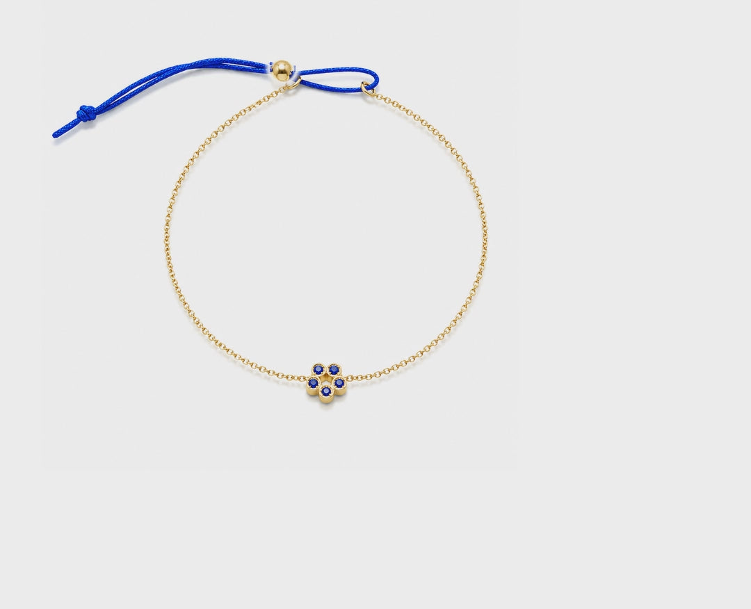 Rosette - 18K Gold Bracelet with Blue Sapphires by Bed of Stones Jewelry