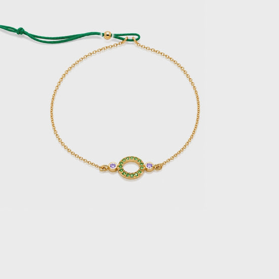 Gem Light - 18K Gold Bracelet with Tsavorites & Amethysts by Bed of Stones Jewelry