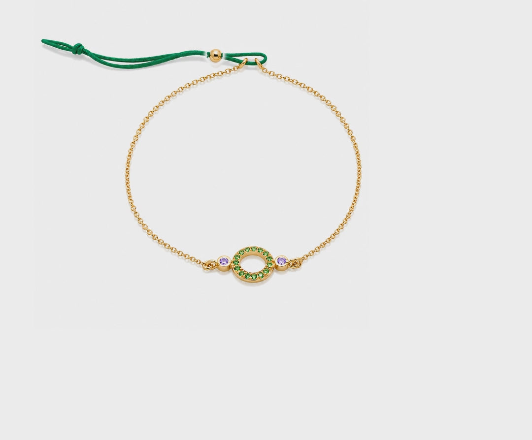 Gem Light - 18K Gold Bracelet with Tsavorites & Amethysts by Bed of Stones Jewelry