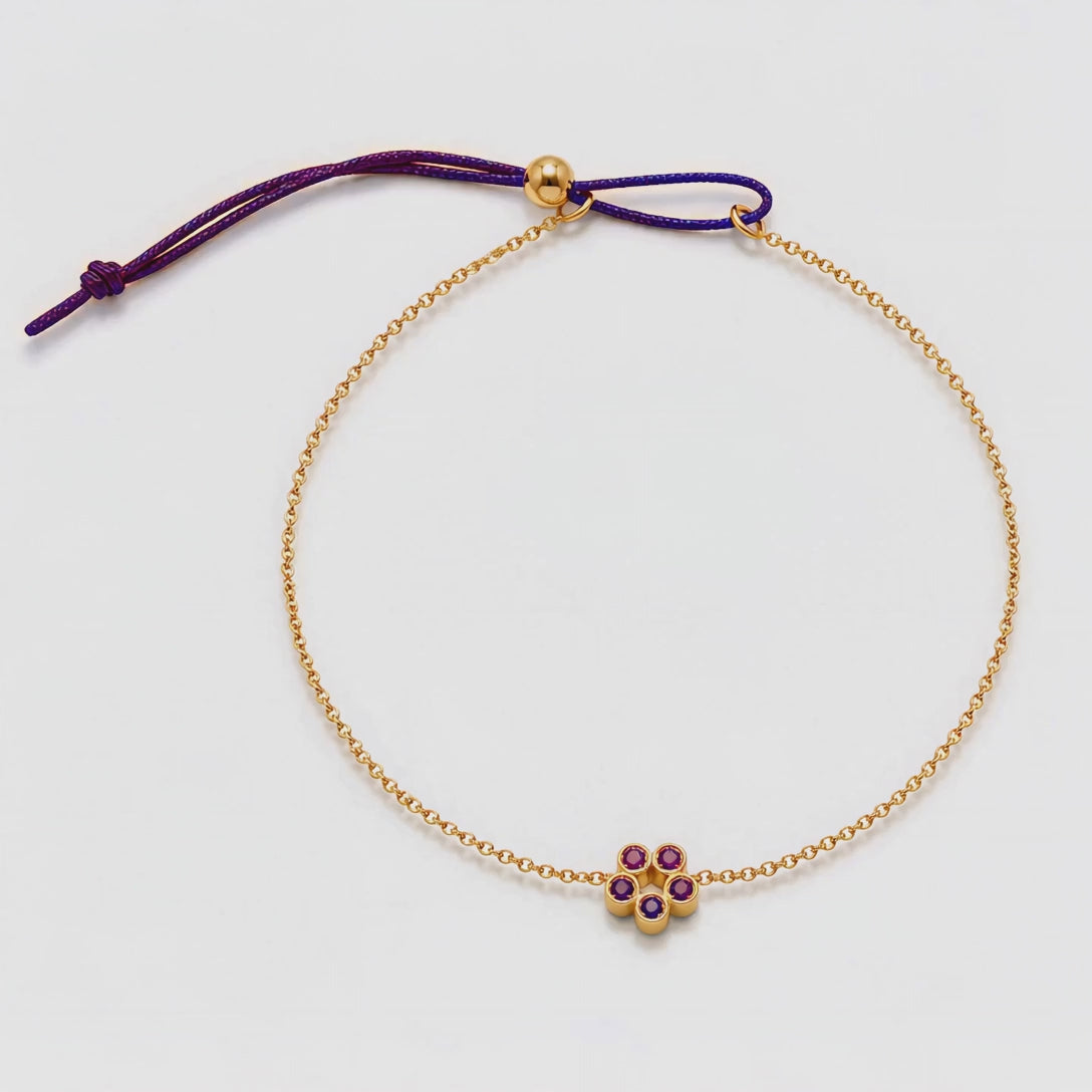Video of Rosette 18K Gold Bracelet by Bed of Stones Jewelry, showing adjustable sliding bead closure mechanism