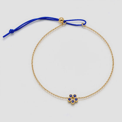 Video of Rosette 18K Gold Bracelet by Bed of Stones Jewelry, showing adjustable sliding bead closure mechanism