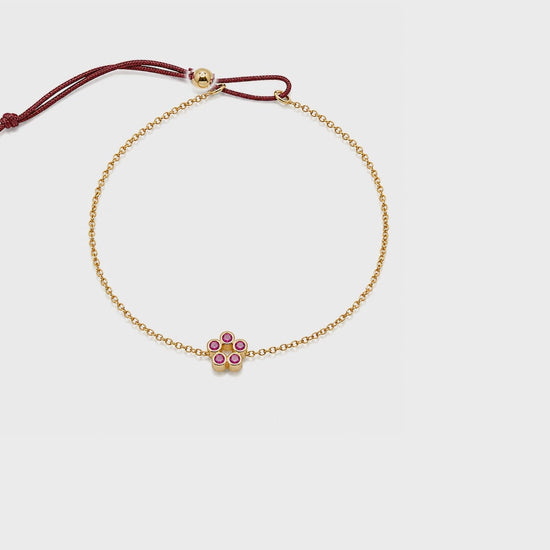 Rosette - 18K Gold Bracelet with Rubies by Bed of Stones Jewelry
