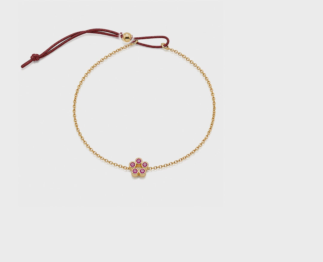 Rosette - 18K Gold Bracelet with Rubies by Bed of Stones Jewelry
