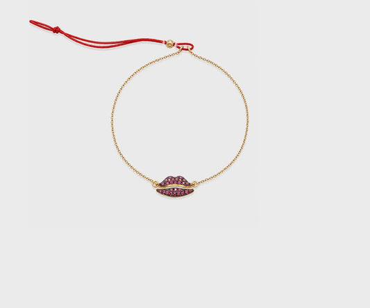 Lip Luxe - 18K Gold Bracelet with Rubies by Bed of Stones Jewelry