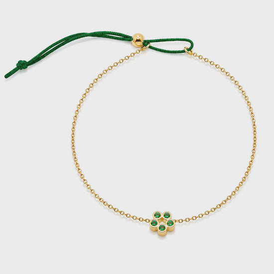 Video of Rosette 18K Gold Bracelet by Bed of Stones Jewelry, showing adjustable sliding bead closure mechanism