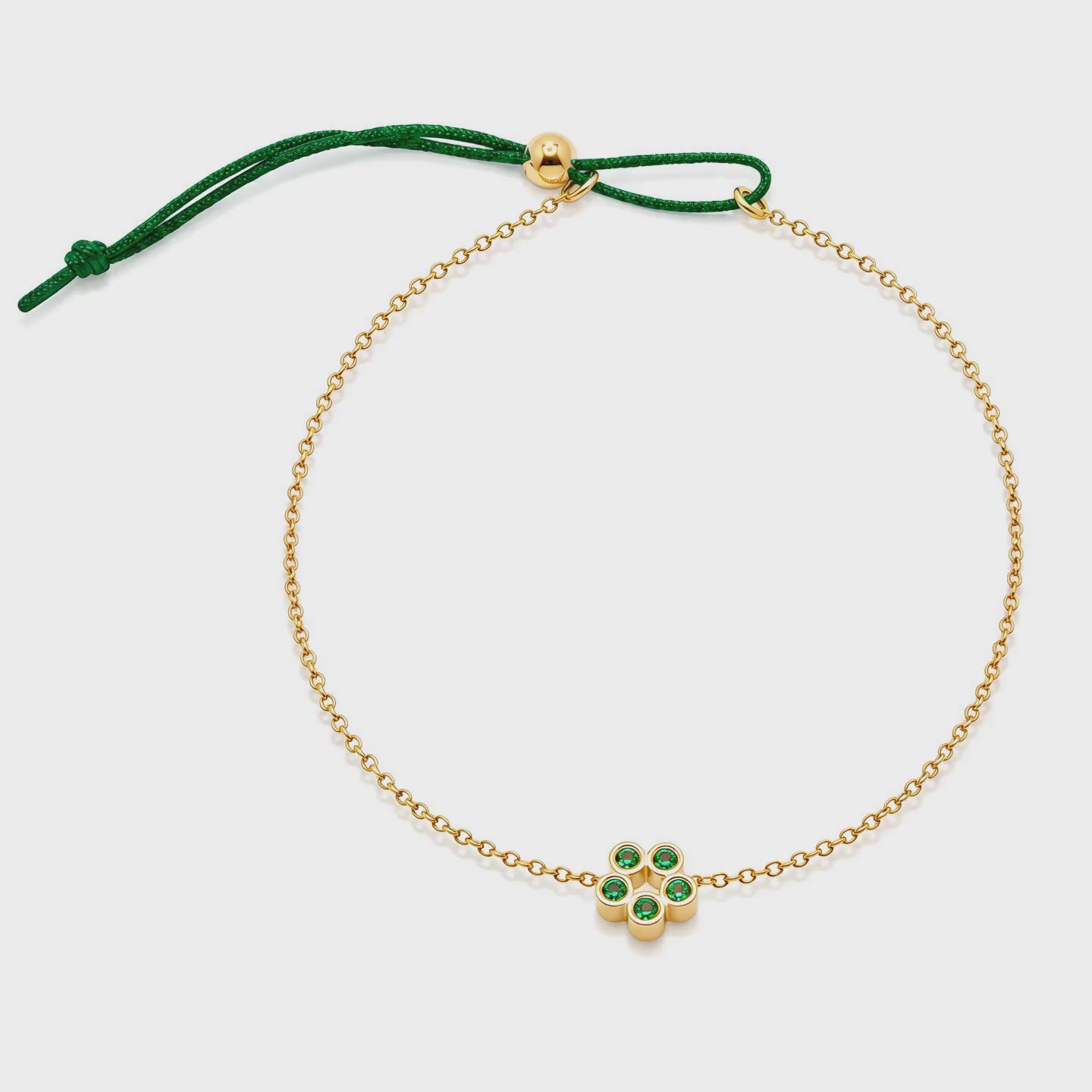 Video of Rosette 18K Gold Bracelet by Bed of Stones Jewelry, showing adjustable sliding bead closure mechanism