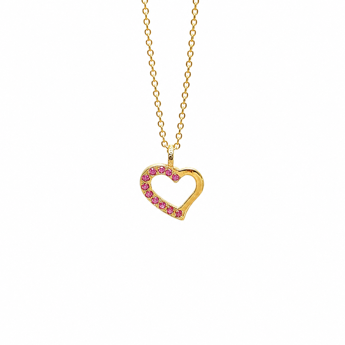 Rosé Heart - 18K Gold Pendant with Pink Sapphire by Bed of Stones Jewelry
