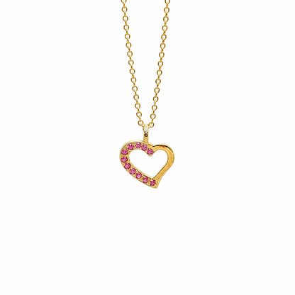 Rosé Heart - 18K Gold Pendant with Pink Sapphire by Bed of Stones Jewelry
