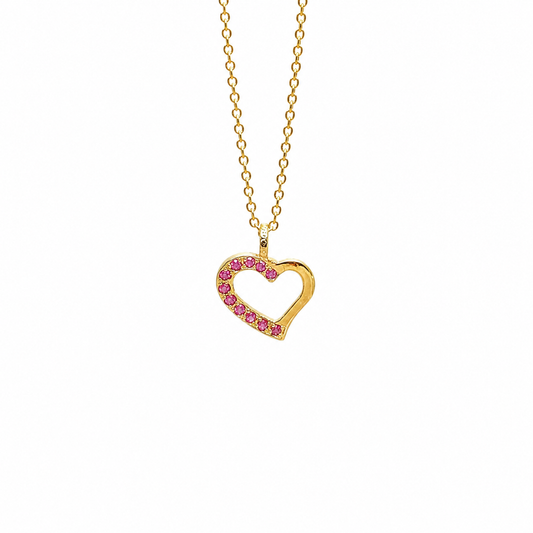 Rosé Heart - 18K Gold Pendant with Pink Sapphire by Bed of Stones Jewelry

